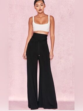 House of CB Caryss -Black Wide Leg Pull-On Trouser